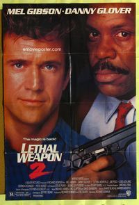 4x556 LETHAL WEAPON 2 style 1 1sh '89 great close-up image of cops Mel Gibson & Danny Glover!