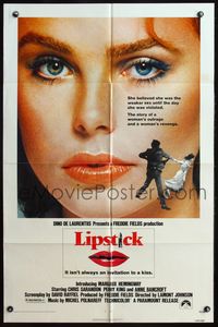 4x560 LIPSTICK 1sh '76 super close up of sexy Margaux Hemingway, the story of a woman's revenge!
