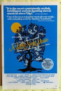 4x564 LITTLE NIGHT MUSIC advance 1sh '78 Elizabeth Taylor, Diana Rigg, cool tree art!
