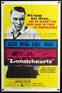 4x570 LONELYHEARTS 1sh '59 guilt-ridden Montgomery Clift, from Nathaniel West's depressing novel!