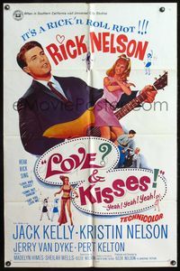 4x574 LOVE & KISSES 1sh '65 Ricky Nelson playing guitar, not rock & roll but Rick & roll!