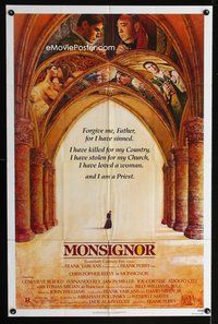 4x664 MONSIGNOR 1sh '82 religious Christopher Reeve, really cool artwork on ceiling!