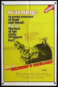 4x675 MUMMY'S SHROUD 1sh '67 wild giant mummy image, beware the beat of the cloth-wrapped feet!