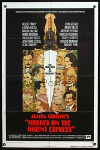 4x678 MURDER ON THE ORIENT EXPRESS 1sh '74 Agatha Christie, great art of cast by Richard Amsel!