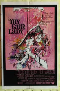 4x685 MY FAIR LADY 1sh R71 classic art of Audrey Hepburn & Rex Harrison by Bob Peak!