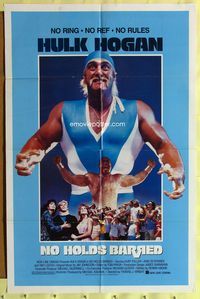 4x712 NO HOLDS BARRED 1sh '89 great image of pumped wrestler Hulk Hogan!