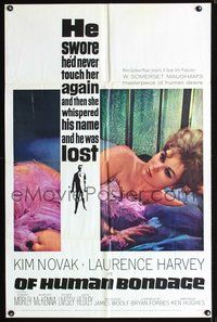 4x718 OF HUMAN BONDAGE 1sh '64 super sexy Kim Novak can't help being what she is!