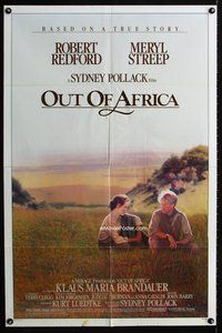4x731 OUT OF AFRICA 1sh '85 Robert Redford & Meryl Streep, directed by Sydney Pollack!
