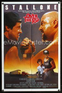 4x733 OVER THE TOP 1sh '87 trucker Sylvester Stallone armwrestling giant guy & with son!