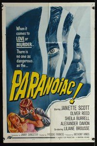4x737 PARANOIAC 1sh '63 Oliver Reed, Hammer horror, There is no one as dangerous!