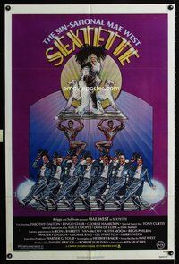4x817 SEXTETTE 1sh '79 art of ageless Mae West with dancers and bodybuilders by Drew Struzan!