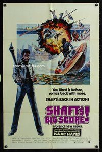 4x819 SHAFT'S BIG SCORE 1sh '72 great artwork of mean Richard Roundtree with big gun!