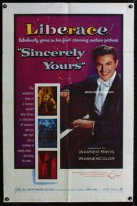 4x834 SINCERELY YOURS 1sh '55 Gordon Douglas directed, Liberace tickling the ivories!