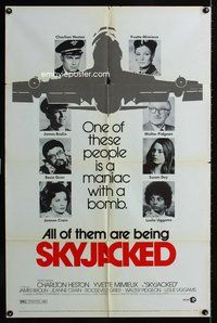 4x838 SKYJACKED style B 1sh '72 Charlton Heston, Yvette Mimieux, cool images of cast & airplane!