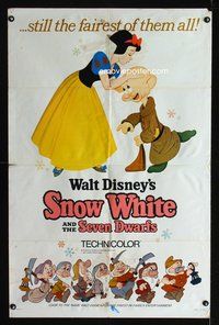 4x843 SNOW WHITE & THE SEVEN DWARFS 1sh R67 Walt Disney animated cartoon classic!