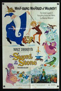 4x896 SWORD IN THE STONE 1sh R73 Disney's cartoon story of King Arthur & Merlin!