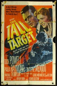 4x898 TALL TARGET 1sh '51 Dick Powell, Paula Raymond's hands were never meant to hold a gun!