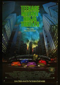 4x903 TEENAGE MUTANT NINJA TURTLES 1sh '90 live action, cool image of turtles in NYC sewers!