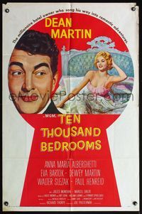 4x905 TEN THOUSAND BEDROOMS style D 1sh '57 art of Dean Martin & sexy Anna Maria Alberghetti in bed!