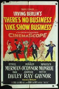 4x911 THERE'S NO BUSINESS LIKE SHOW BUSINESS 1sh '54 art of Marilyn Monroe & other cast members!