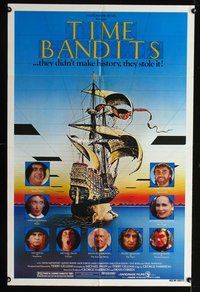 4x929 TIME BANDITS 1sh '81 John Cleese, Sean Connery, art by director Terry Gilliam!