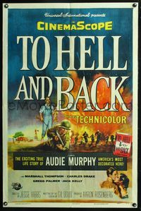 4x936 TO HELL & BACK 1sh '55 Audie Murphy's life story as a kid soldier in World War II!