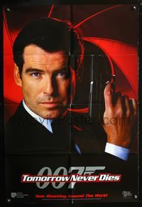 4x940 TOMORROW NEVER DIES DS int'l teaser 1sh '97 super close image of Pierce Brosnan as James Bond 007!