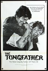 4x941 TONGFATHER 1sh '74 cool title & art, gorier than The Godfather, Kung-Fu Terror!