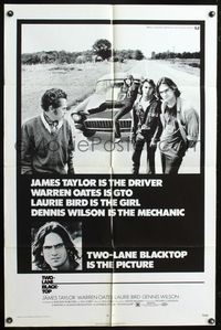 4x958 TWO-LANE BLACKTOP 1sh '71 James Taylor is the driver, Warren Oates is GTO, Laurie Bird