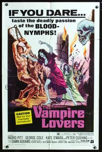 4x967 VAMPIRE LOVERS 1sh '70 Hammer, taste the deadly passion of the blood-nymphs!