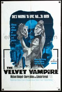 4x969 VELVET VAMPIRE 1sh '71 she'll love you... to death, great sexy gruesome horror artwork!