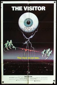 4x972 VISITOR 1sh '79 wild horror art of giant eyeball w/monster hands holding bloody wire!