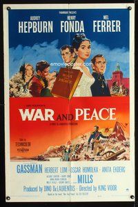 4x975 WAR & PEACE 1sh '56 art of Audrey Hepburn, Henry Fonda & Mel Ferrer, Leo Tolstoy epic!