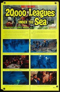 4y008 20,000 LEAGUES UNDER THE SEA style B 1sh R63 Jules Verne classic, art of deep sea divers!