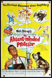 4y026 ABSENT-MINDED PROFESSOR 1sh R67 Walt Disney, Flubber, Fred MacMurray in title role!