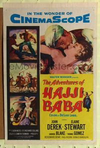 4y028 ADVENTURES OF HAJJI BABA 1sh '54 Arabian John Derek romances Princess Elaine Stewart!