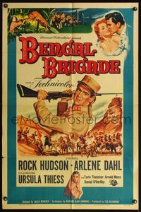 4y072 BENGAL BRIGADE 1sh '54 Rock Hudson & Arlene Dahl romancing and fighting in India!