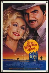 4y073 BEST LITTLE WHOREHOUSE IN TEXAS advance 1sh '82 close-up of Burt Reynolds & Dolly Parton!