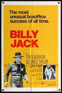 4y087 BILLY JACK 1sh R73 Tom Laughlin, Delores Taylor, most unusual boxoffice success ever!