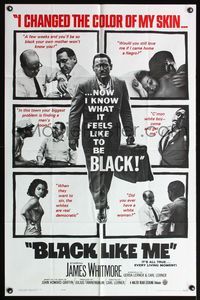 4y091 BLACK LIKE ME 1sh '64 Carl Lerner, James Whitmore, know what it feels like to be black!