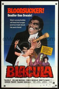 4y096 BLACULA 1sh '72 black vampire William Marshall is deadlier than Dracula, great image!