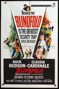 4y098 BLINDFOLD 1sh '66 Rock Hudson, Claudia Cardinale, greatest security trap ever devised!