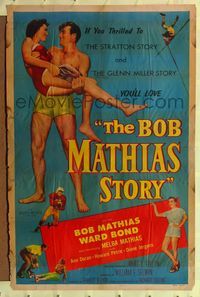4y102 BOB MATHIAS STORY 1sh '54 Olympic decathlon gold winner lifts his wife Melba!
