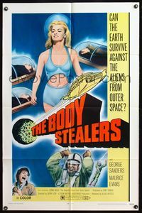 4y104 BODY STEALERS 1sh '70 great image of sexy Lorna Wilde, the beautiful face from outer space!