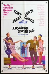 4y106 BOEING BOEING 1sh '65 Tony Curtis & Jerry Lewis in the big comedy of nineteen sexty-sex!