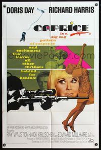 4y140 CAPRICE 1sh '67 pretty Doris Day, Richard Harris, cool sniper image!