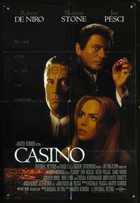 4y146 CASINO DS int'l 1sh '95 Martin Scorsese, Robert De Niro & Sharon Stone, Joe Pesci w/snake-eyes