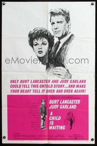 4y158 CHILD IS WAITING 1sh '63 Howard Terpning art of Burt Lancaster & Judy Garland!