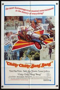 4y161 CHITTY CHITTY BANG BANG style B 1sh '69 Dick Van Dyke, Sally Ann Howes, wacky montage!