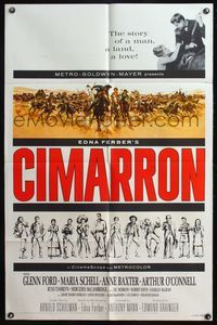4y163 CIMARRON style A 1sh '60 directed by Anthony Mann, Glenn Ford, Maria Schell, cool artwork!